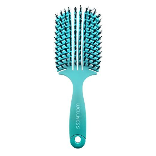 WELLNESS PREMIUM PRODUCTS Flat Hair Brush - Blue Large Plokščias plaukų šepetys su šerno šereliais