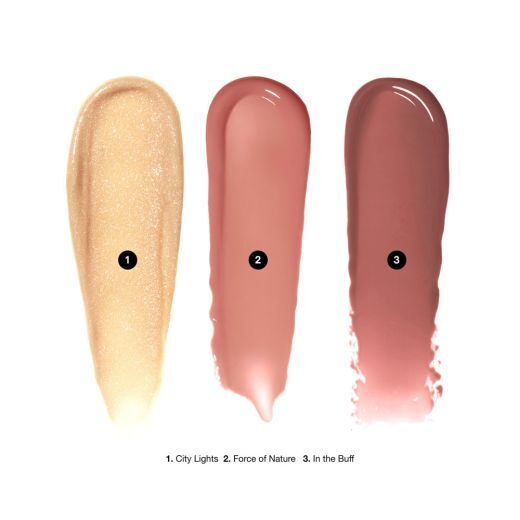 „Swipe-and-Shine Crushed Oil-Infused Gloss Trio“ lūpų blizgių rinkinys Nude